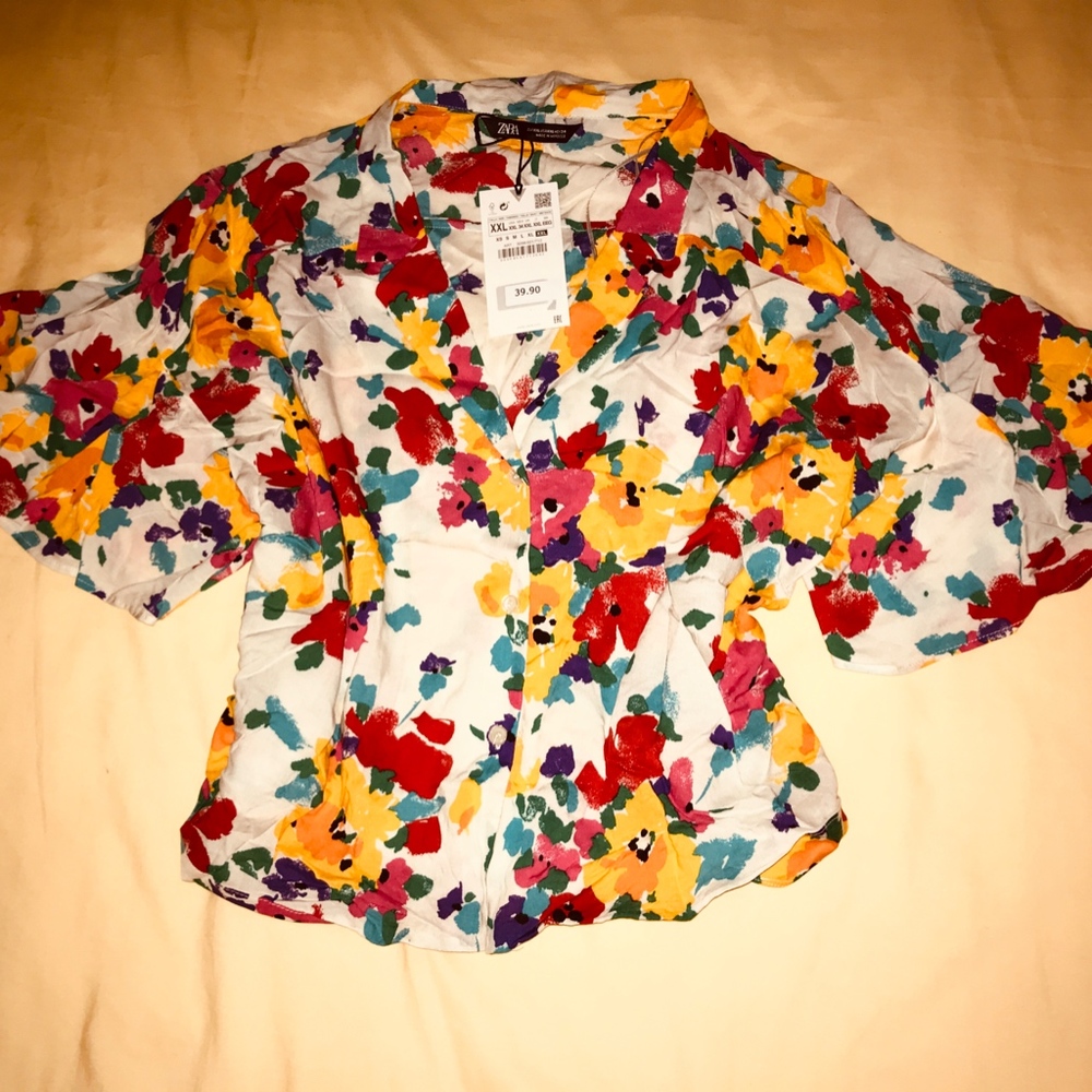 π Zara Knotted Floral Printed Shirt NWT π - Picture 8 of 9